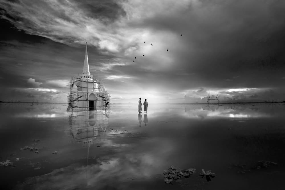 Silent Pagoda Reflection by boonlertro — canvas wall art