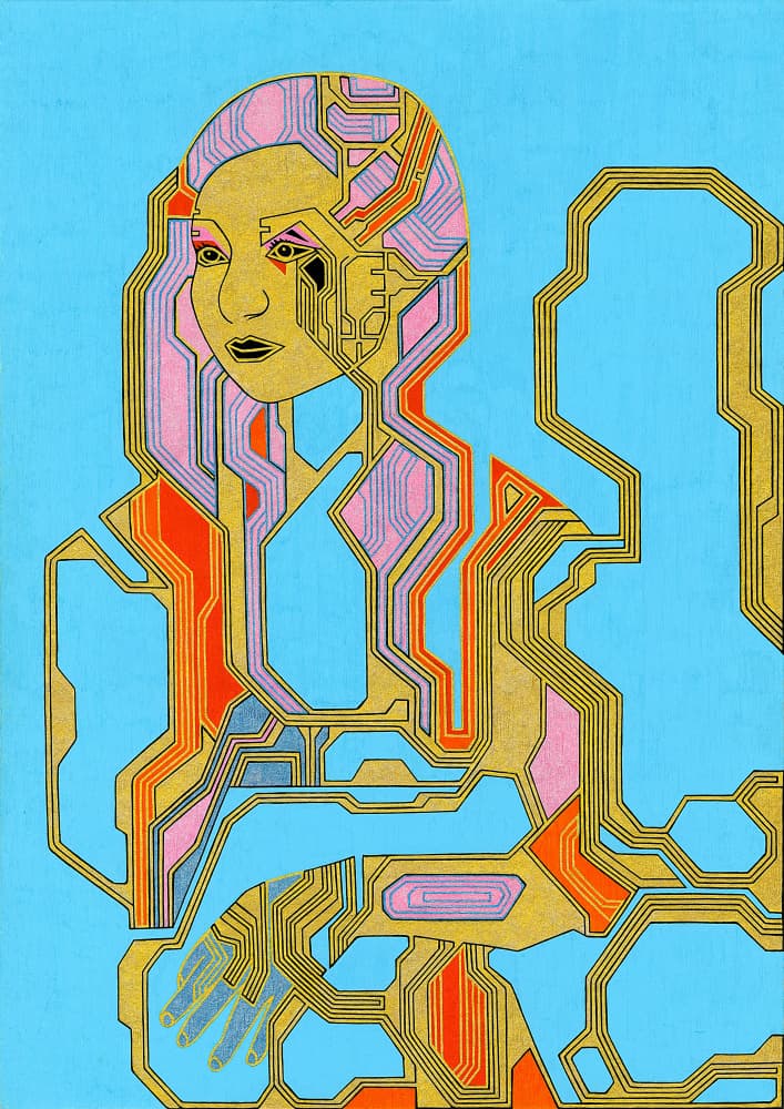 Digital Circuit Woman by Iona Gilburt — canvas wall art