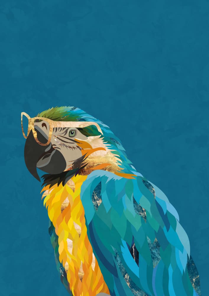 Cool Parrot With Glasses by Sarah Manovski — canvas wall art