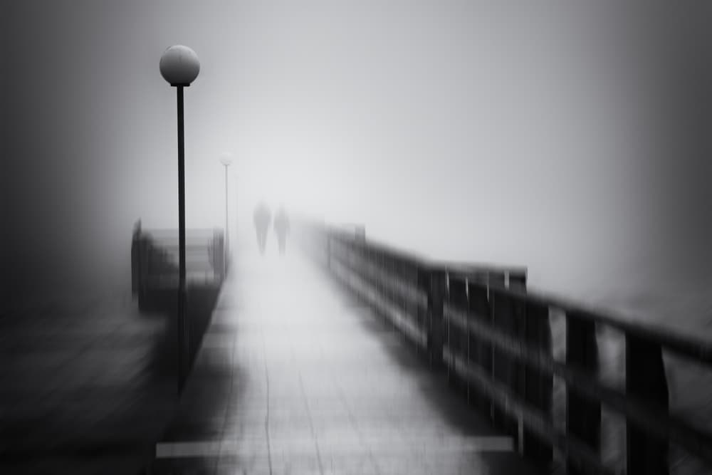 Mysterious Foggy Pier Walk by Gustav Davidsson — canvas wall art