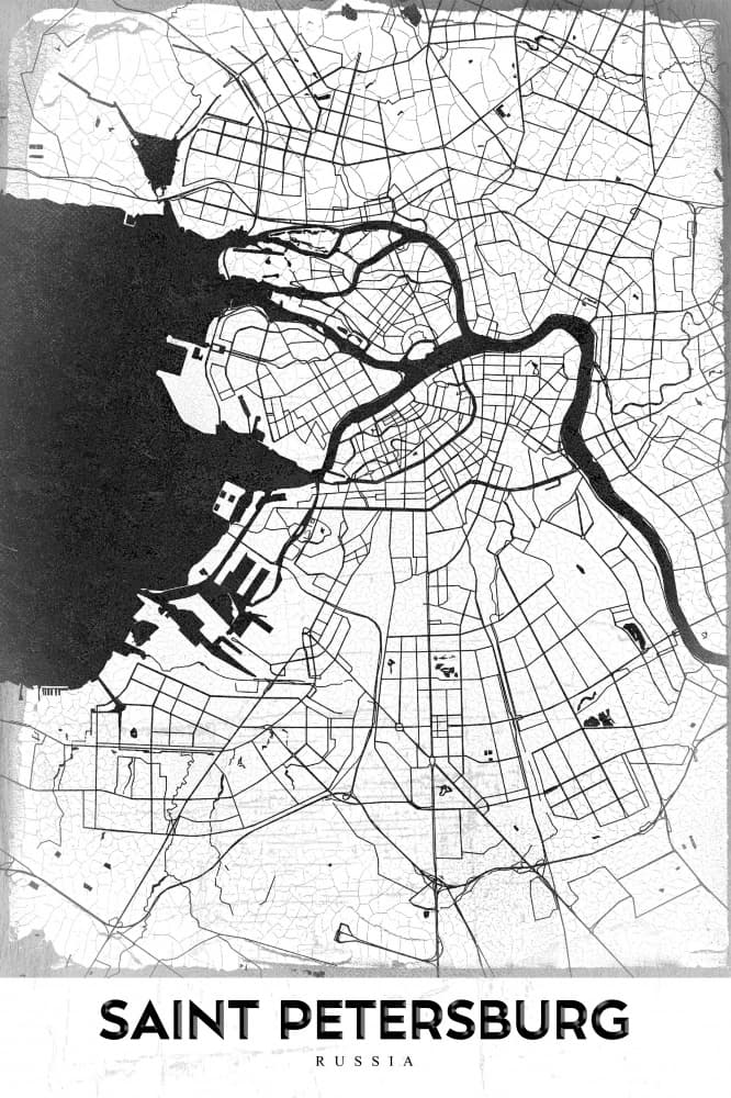 Saint Petersburg City Map by StudioSix — canvas wall art