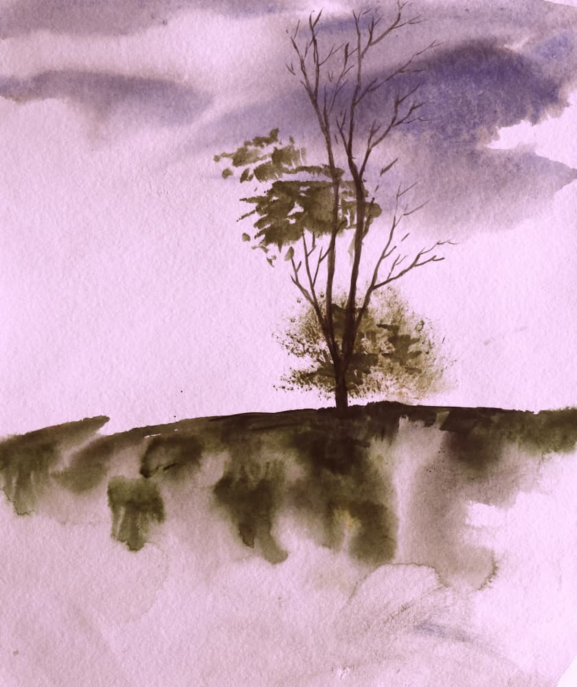 Moody Hillside Tree by Santhosh ch — canvas wall art