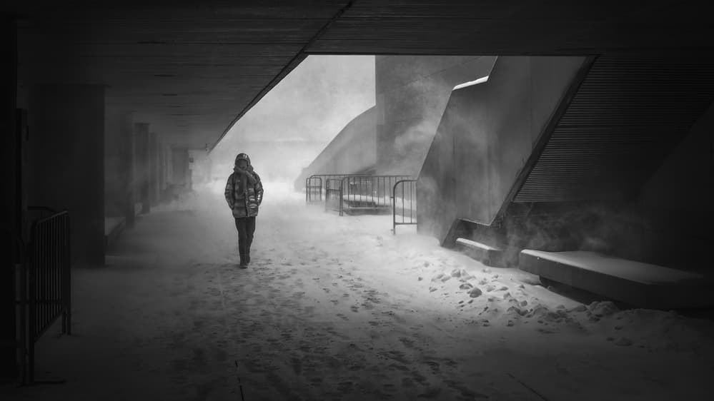 Winter Urban Solitude by Richard Huang — canvas wall art