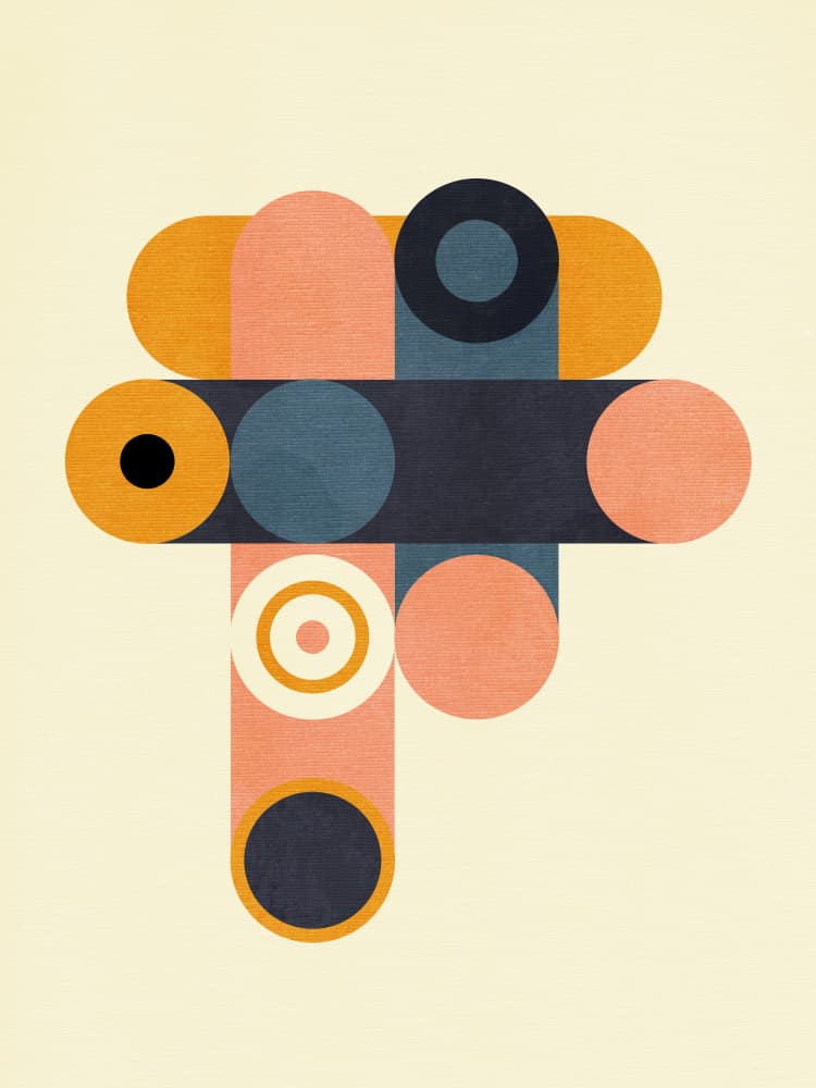 Rainbow Plus Shapes  Blue Mustard8 by Ana Rut Bre — canvas wall art