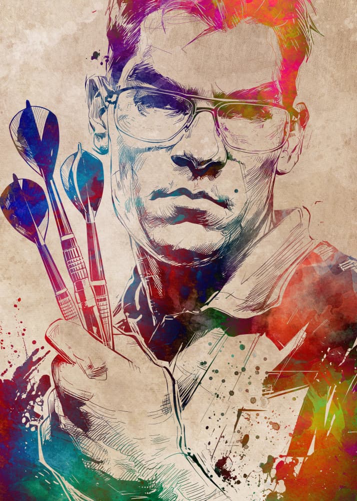 Vibrant Darts Player by Justyna Jaszke — canvas wall art