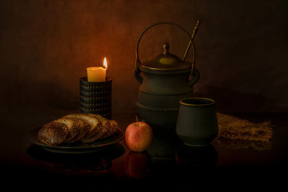 Rustic Candlelight Meal by Wendy Xu — canvas wall art