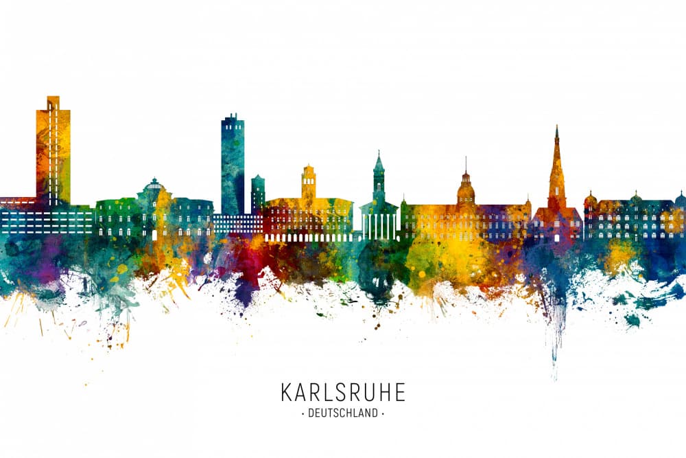 Vibrant Karlsruhe Cityscape by Michael Tompsett — canvas wall art
