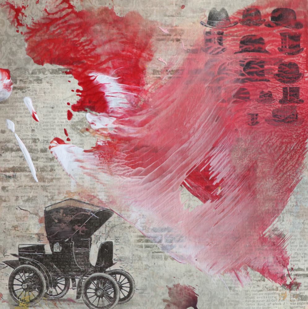 Red Paint Vintage Collage by Santhosh ch — canvas wall art