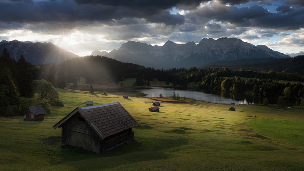 Alpine Cabin Sunlight by Thomas Siegel — canvas wall art