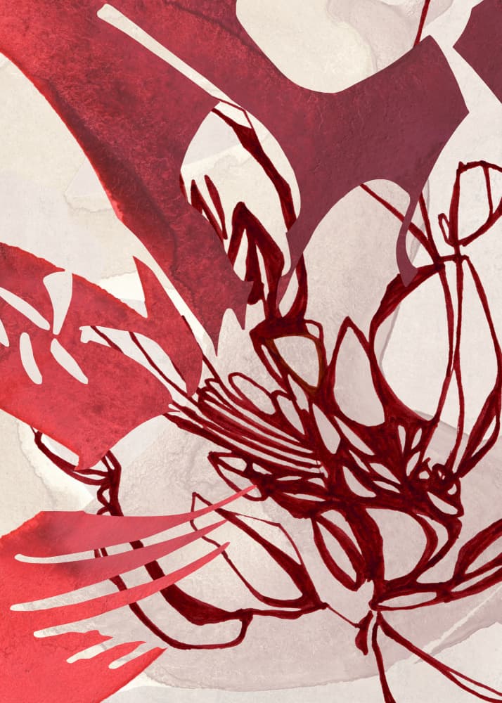 Abstract Red Blooms by Jenja Braun — canvas wall art