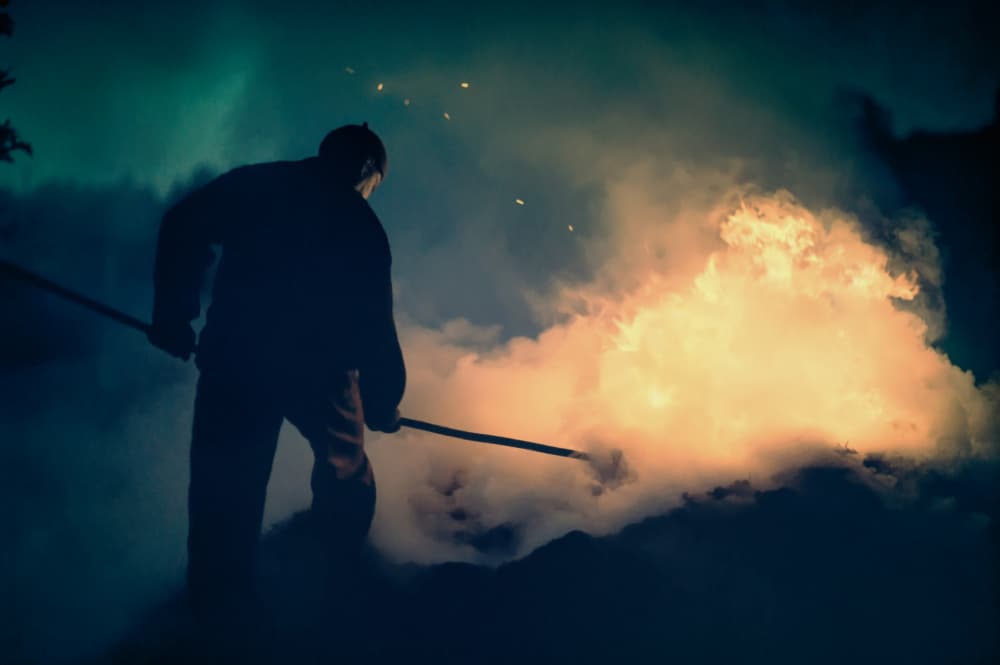 Stoking the Night Fire by nebula — canvas wall art