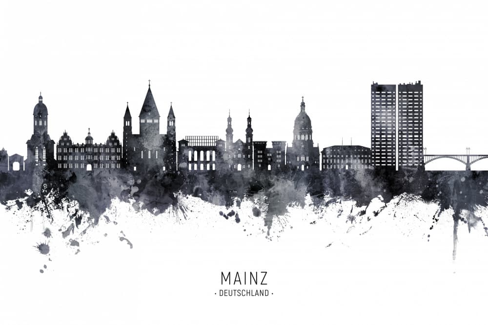 Mainz City Skyline by Michael Tompsett — canvas wall art