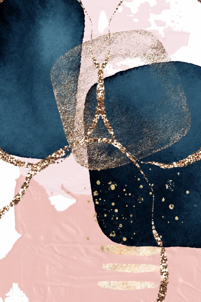 Golden Teal Blush Abstract by Sally Ann Moss — canvas wall art