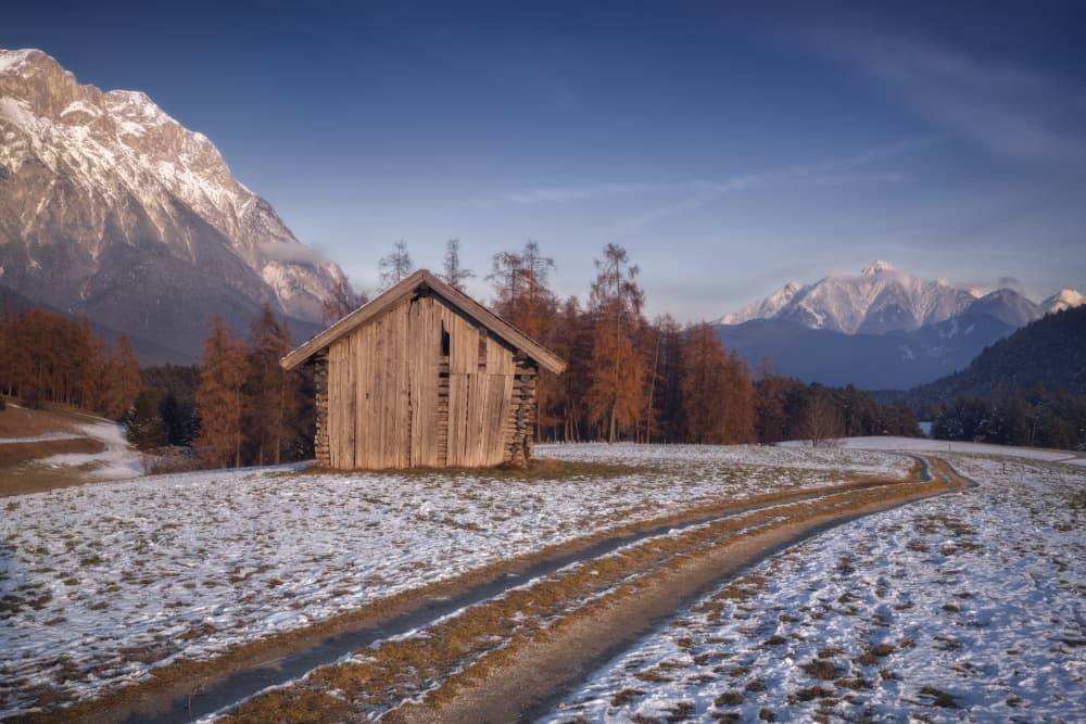 Rustic Winter Cabin by Ludwig Riml — canvas wall art