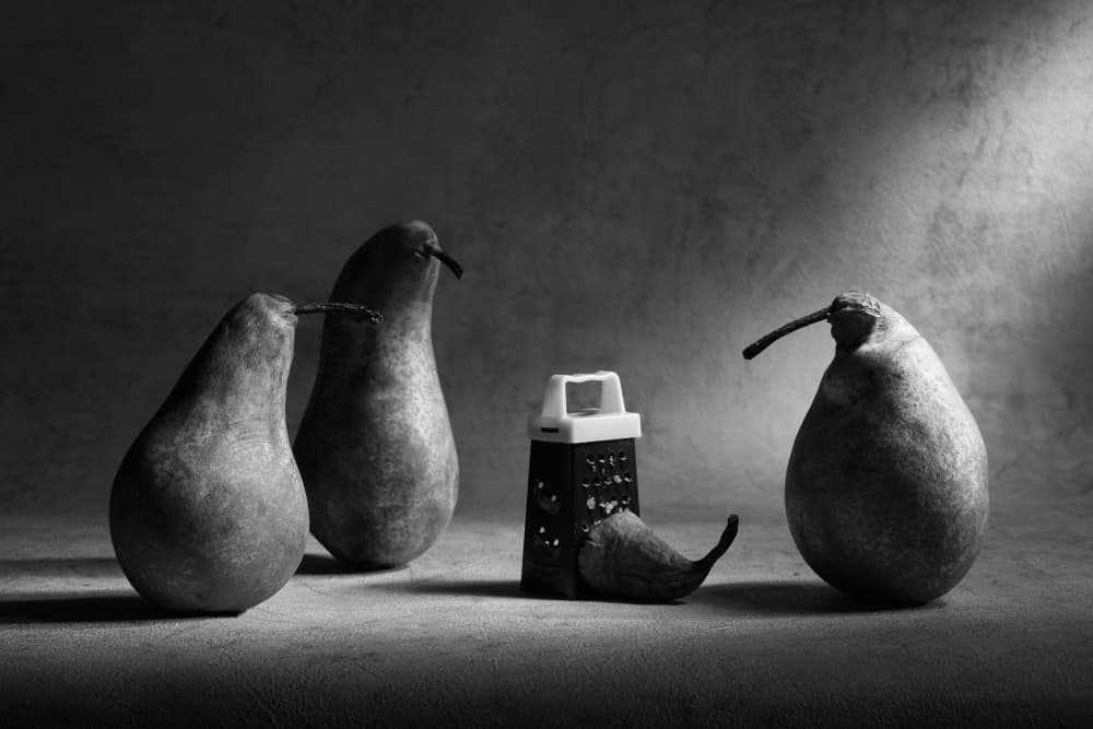 Dramatic Pear Still Life by Victoria Glinka — canvas wall art