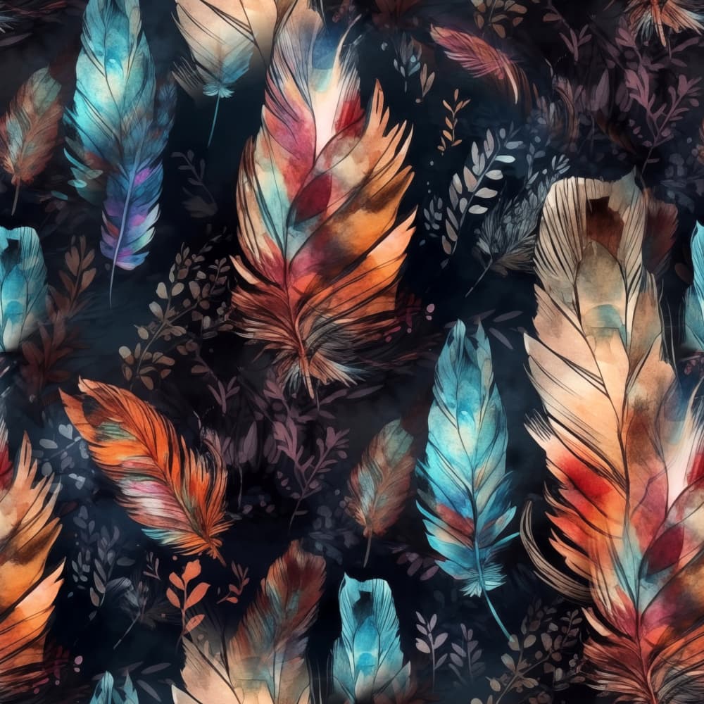 Vibrant Bohemian Feathers by Justyna Jaszke — canvas wall art
