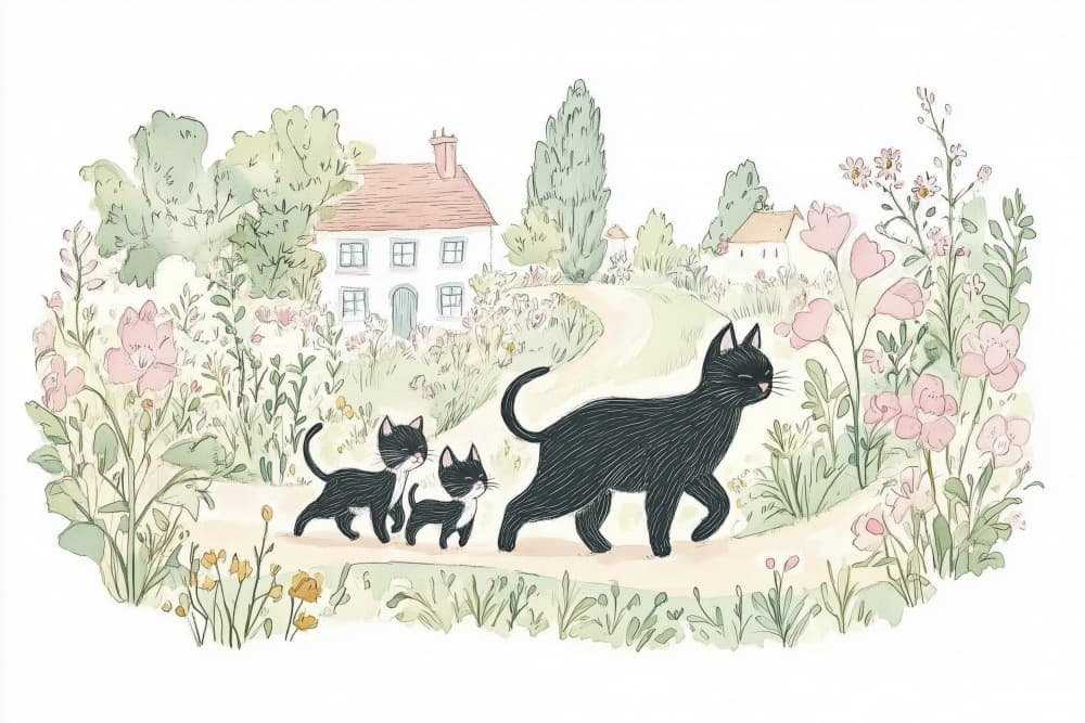 Charming Village Cats by Melloi Art Prints — canvas wall art