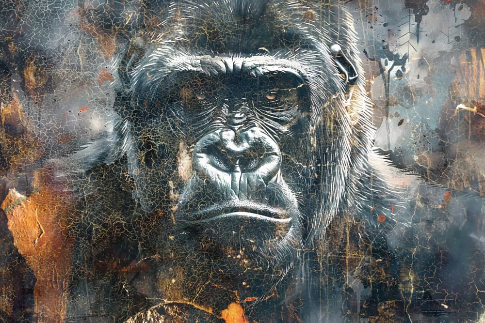 Powerful Gorilla Gaze by Rafal Kulik — canvas wall art