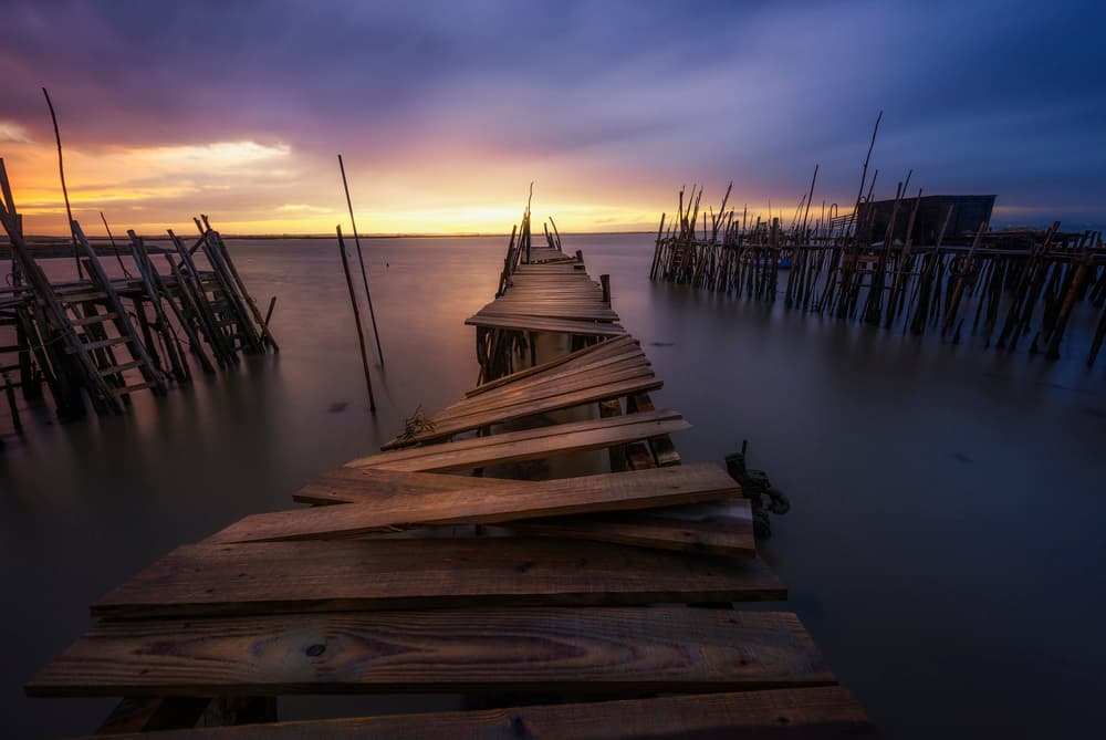 Old Wooden Pier Sunset by Jorge Ruiz Dueso — canvas wall art