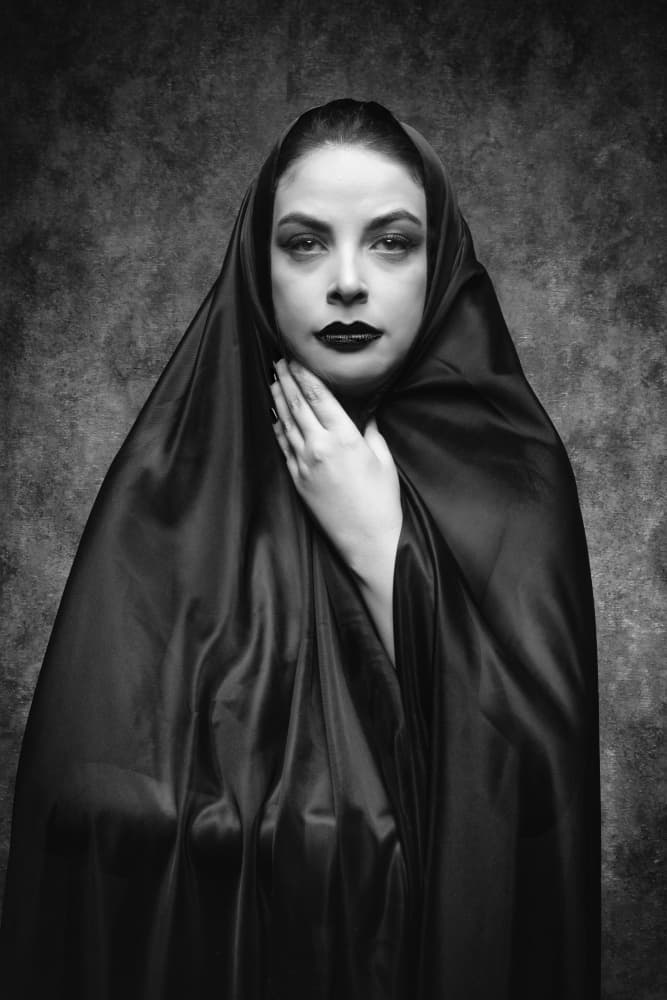 Mysterious Woman In Black by Glamour Studio — canvas wall art