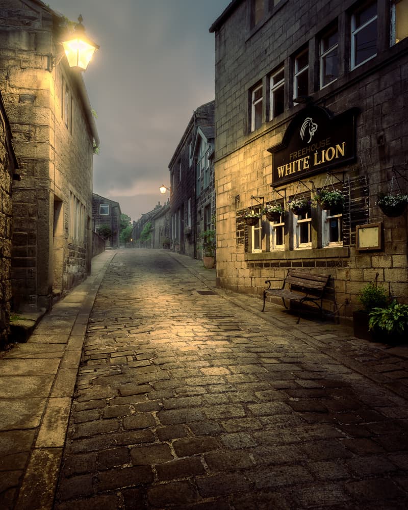 Old Town Pub Night by Francis Wilson — canvas wall art