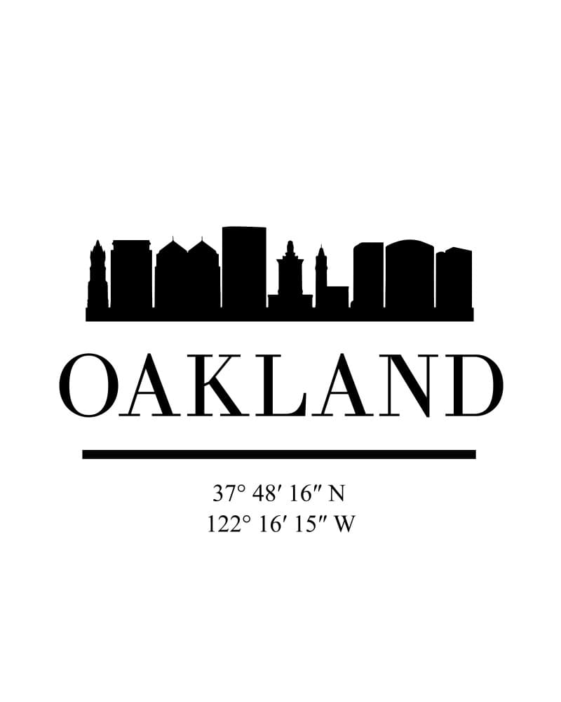 Oakland City Coordinates by Emiliano Deificus — canvas wall art