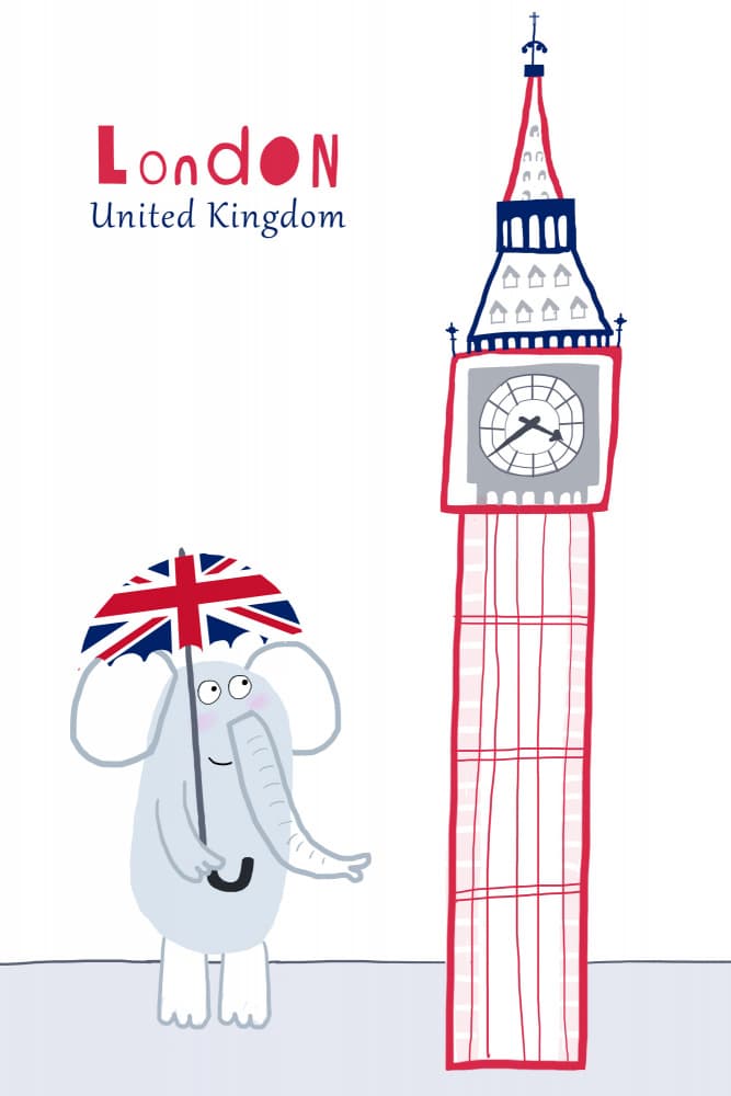 London Elephant Big Ben by Carla Daly — canvas wall art