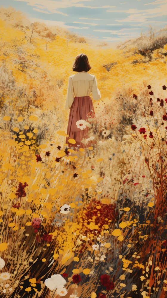 Golden Meadow Stroll by Treechild — canvas wall art
