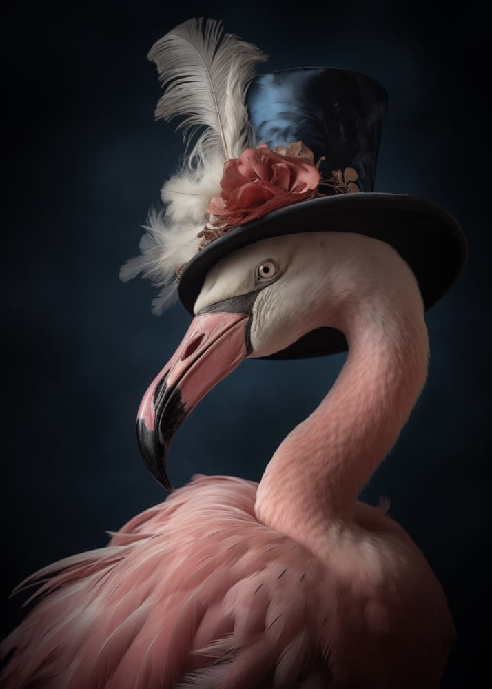 Whimsical Flamingo Portrait by Andreas Magnusson — canvas wall art