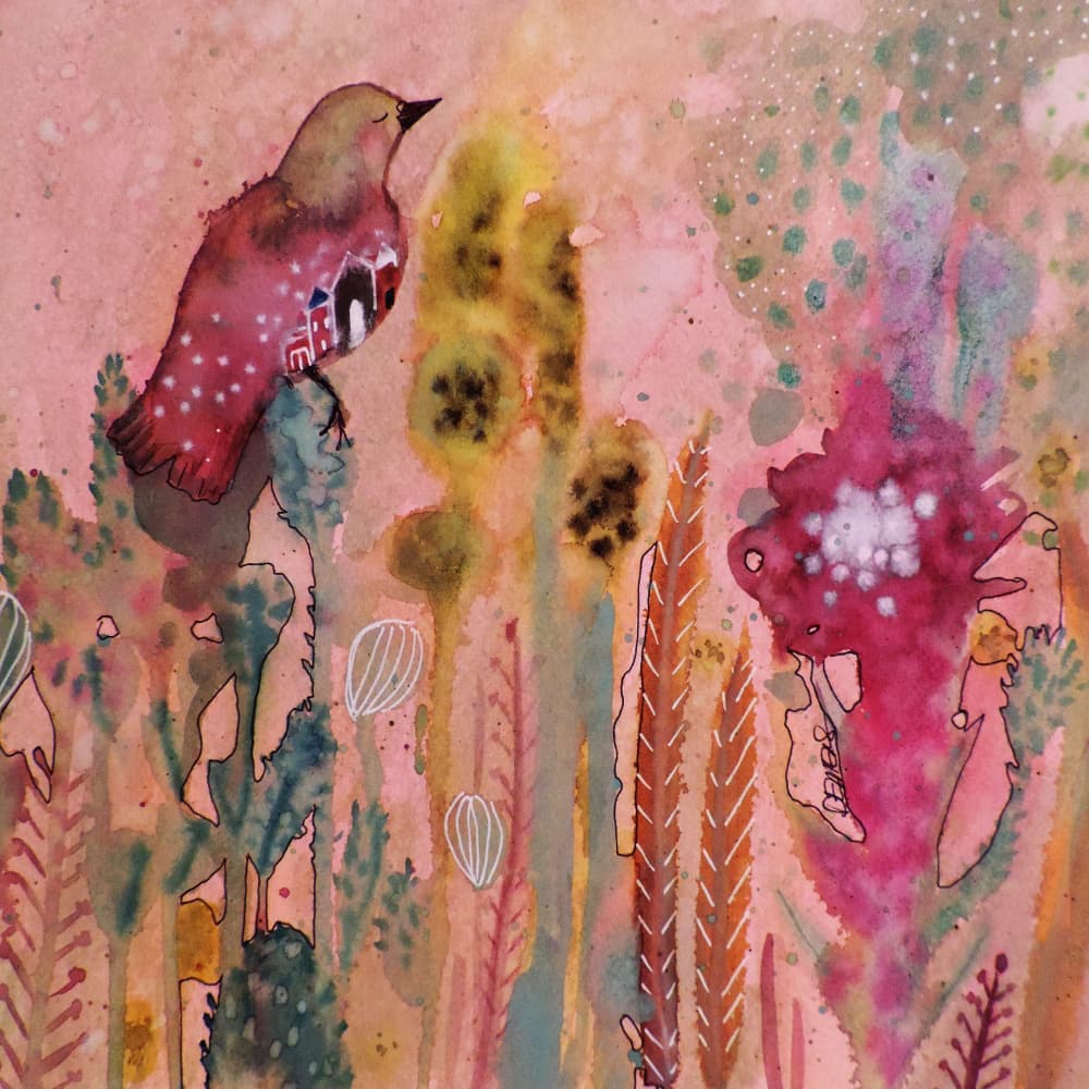 Dreamy Garden Bird by Sylvie Demers — canvas wall art