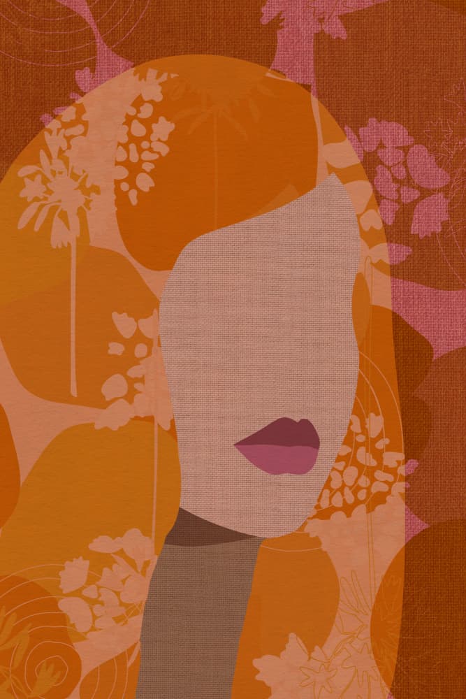 Retro Floral Woman Portrait