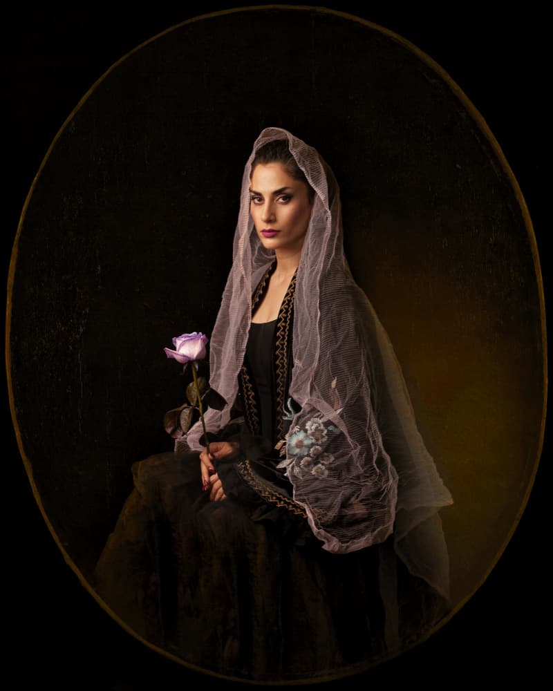Elegant Woman with Rose by Mehdi Mokhtari — canvas wall art