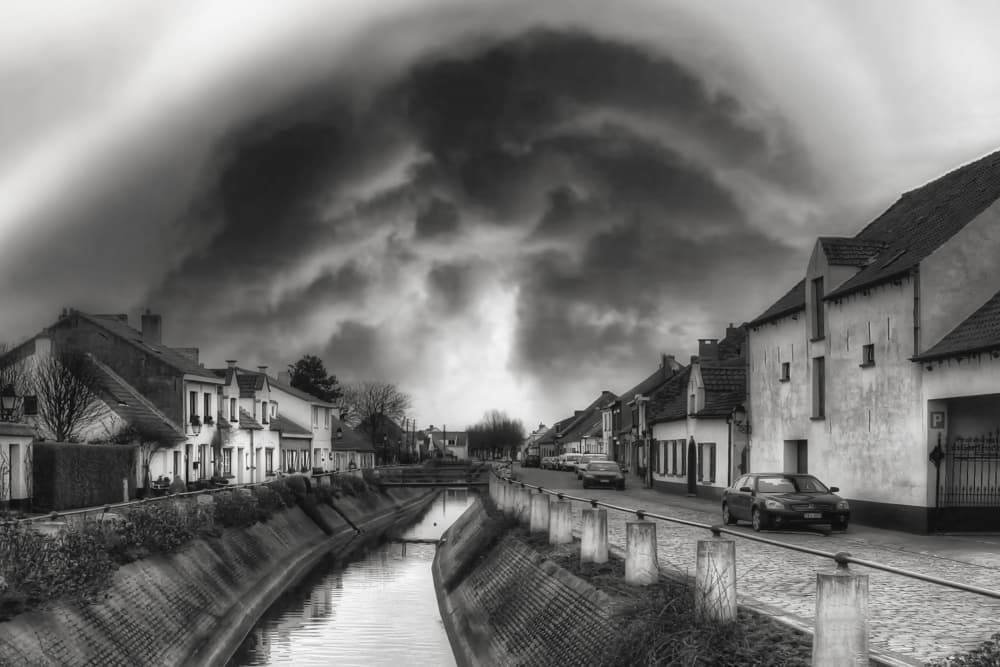 Moody Canal Town by Yvette Depaepe — canvas wall art