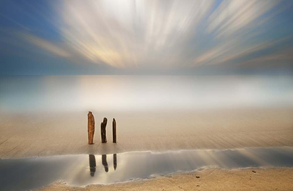 Serene Beach Long Exposure by paralaxa — canvas wall art