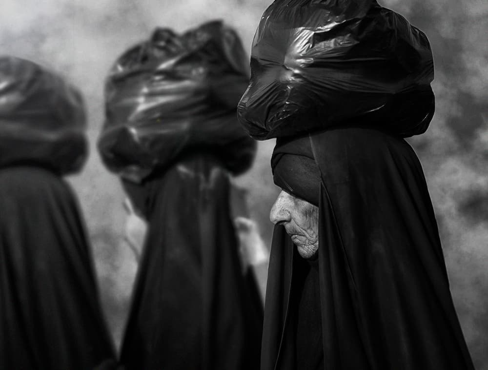 Elderly Woman Headload by Ali Bader — canvas wall art