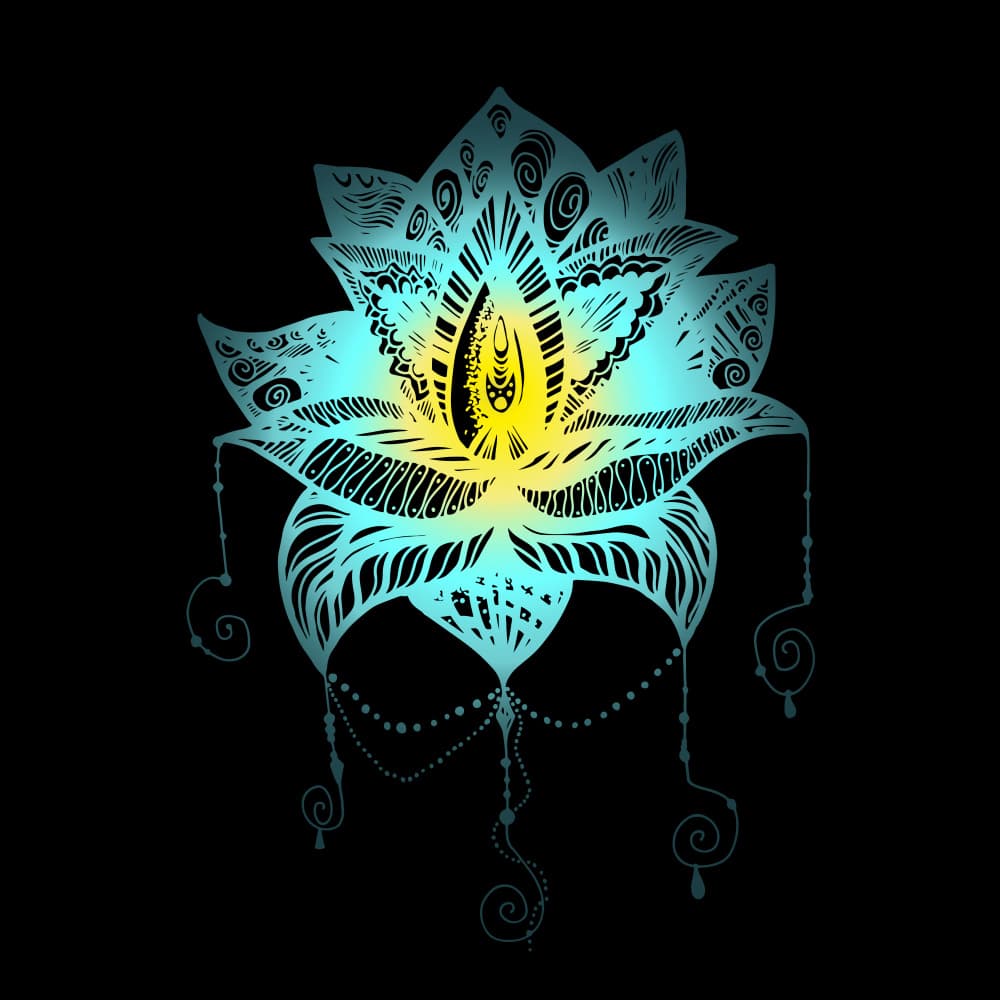 Intricate Glowing Lotus by Marika Barsrsind — canvas wall art