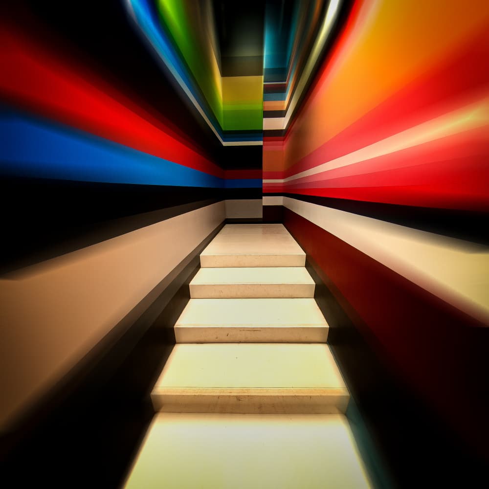 Vibrant Striped Stairway by Eric Mattheyses — canvas wall art