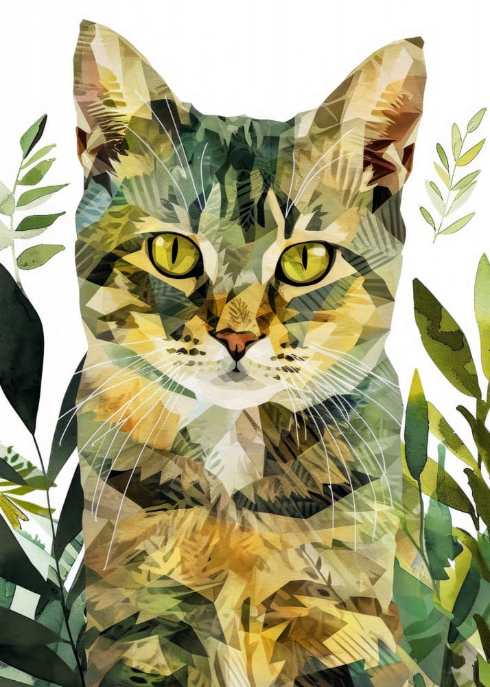 Geometric Forest Cat by Justyna Jaszke — canvas wall art
