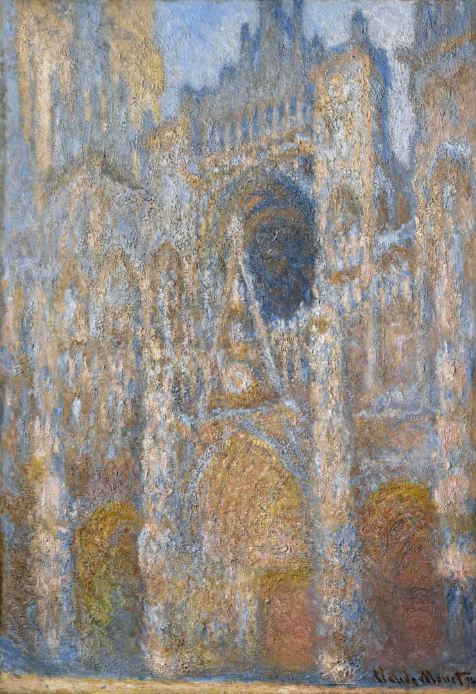 Rouen Cathedral - The Facade in Sunlight by Claude Monet — canvas wall art