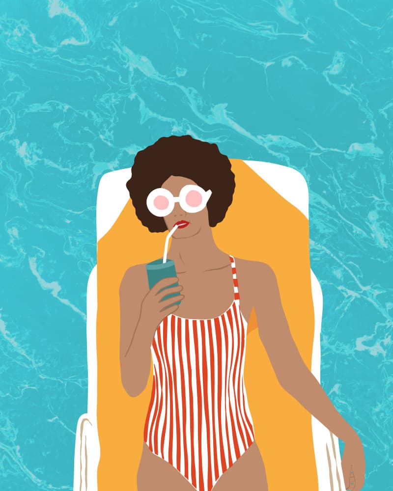 Woman Poolside Relaxation by Uma Gokhale — canvas wall art