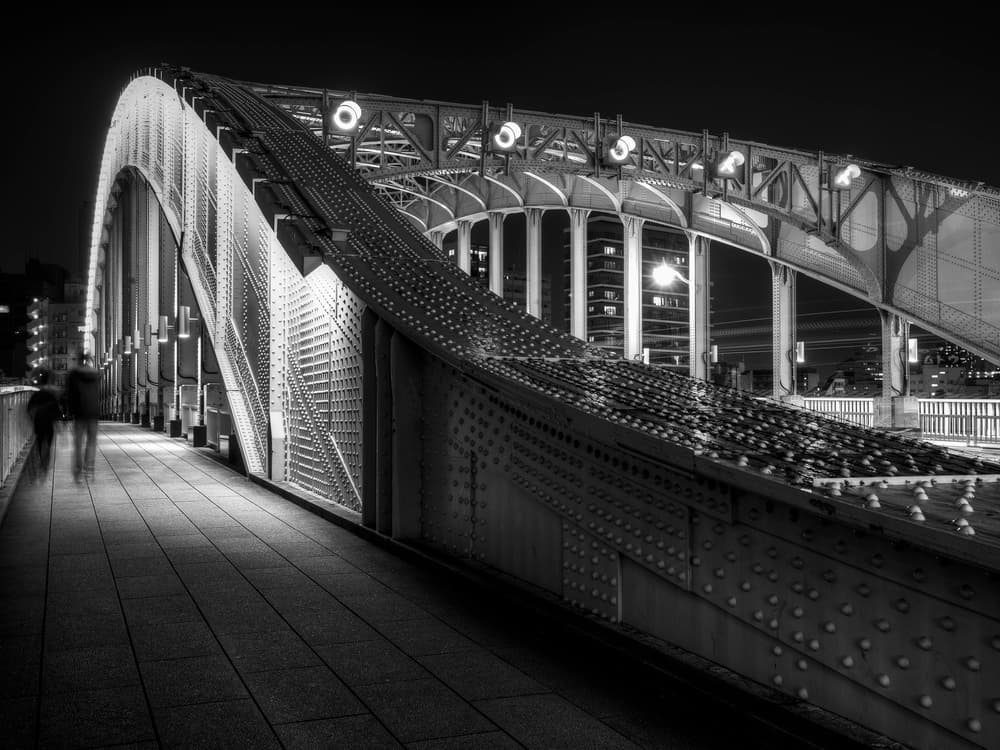 Walking the Night Bridge by Tomoshi Hara — canvas wall art