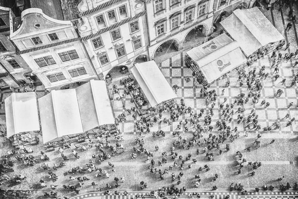 Busy City Square Overhead by Bruno Flour — canvas wall art
