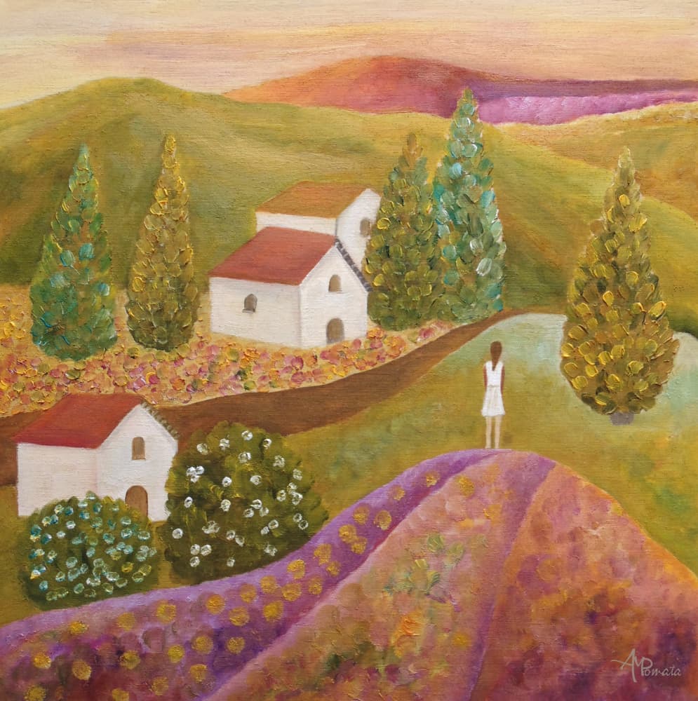 Woman in Lavender Fields by Angeles M. Pomata — canvas wall art
