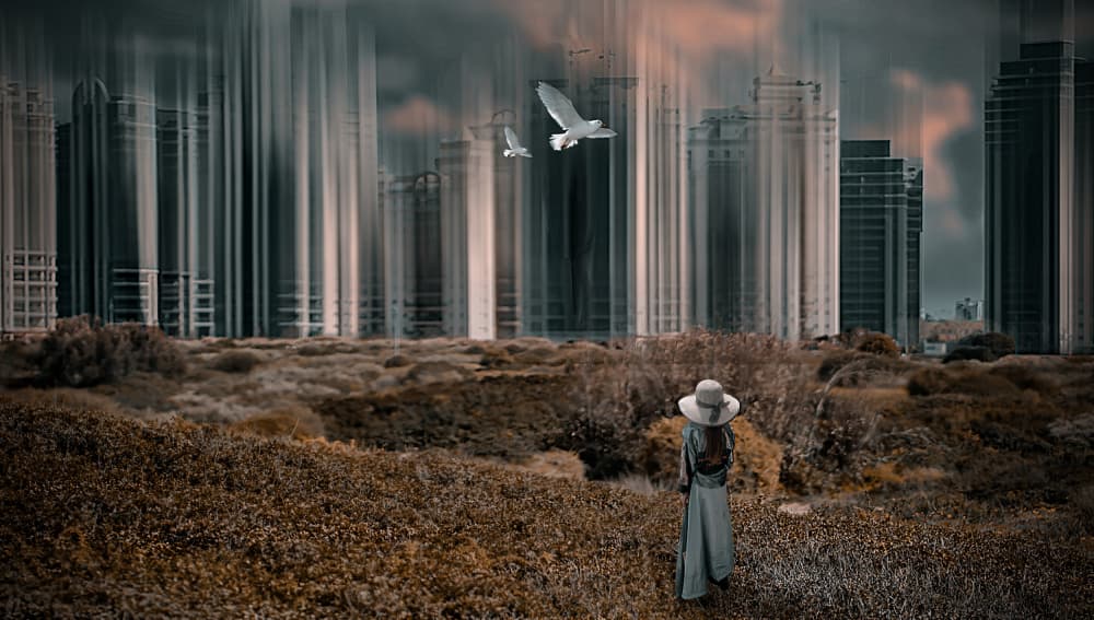 Lone Woman City Dream by Gabrielle Halperin — canvas wall art