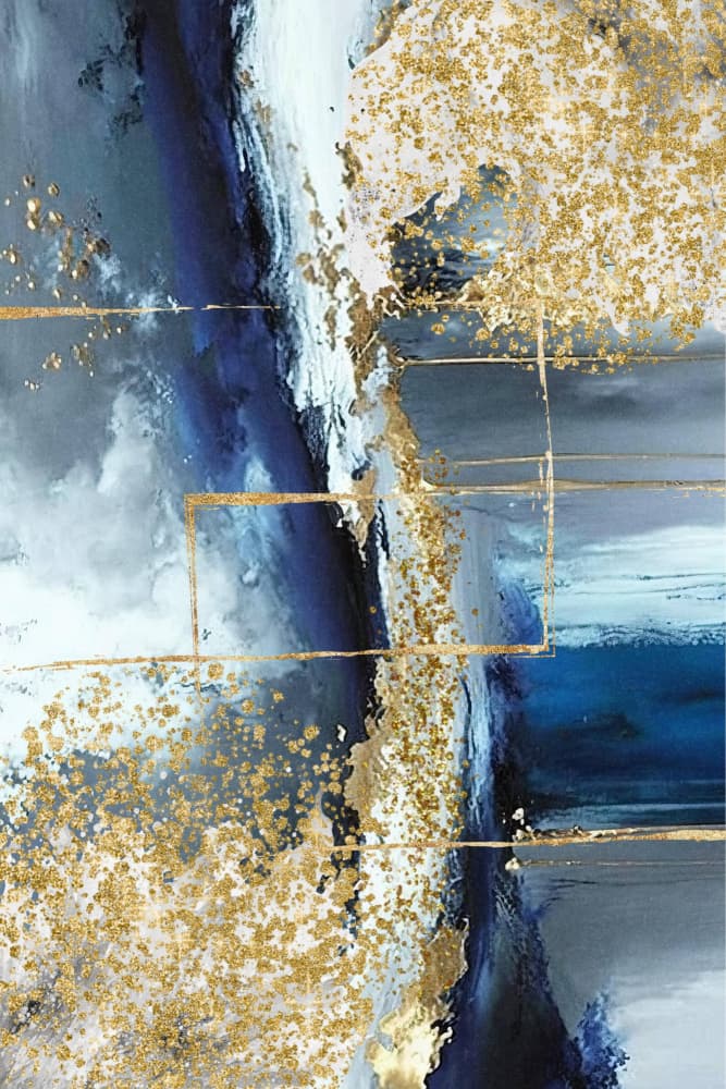 Glimmering Blue Abstract by Sally Ann Moss — canvas wall art