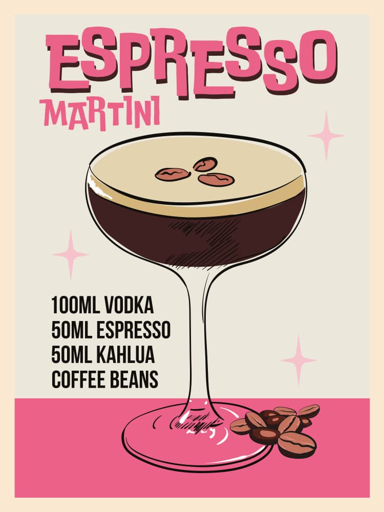 Retro Espresso Martini by WallChart Art Studio — canvas wall art