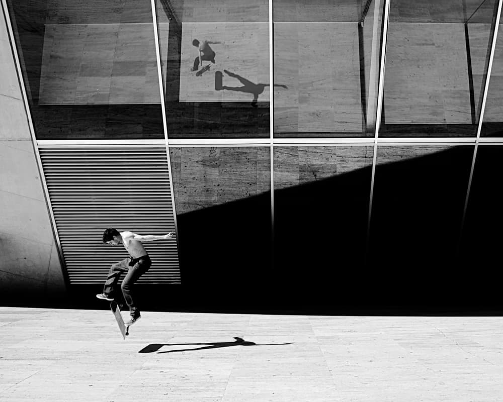 Skater's Urban Reflection by Luca Domenichi — canvas wall art