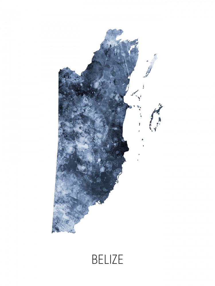 Textured Belize Map by Michael Tompsett — canvas wall art