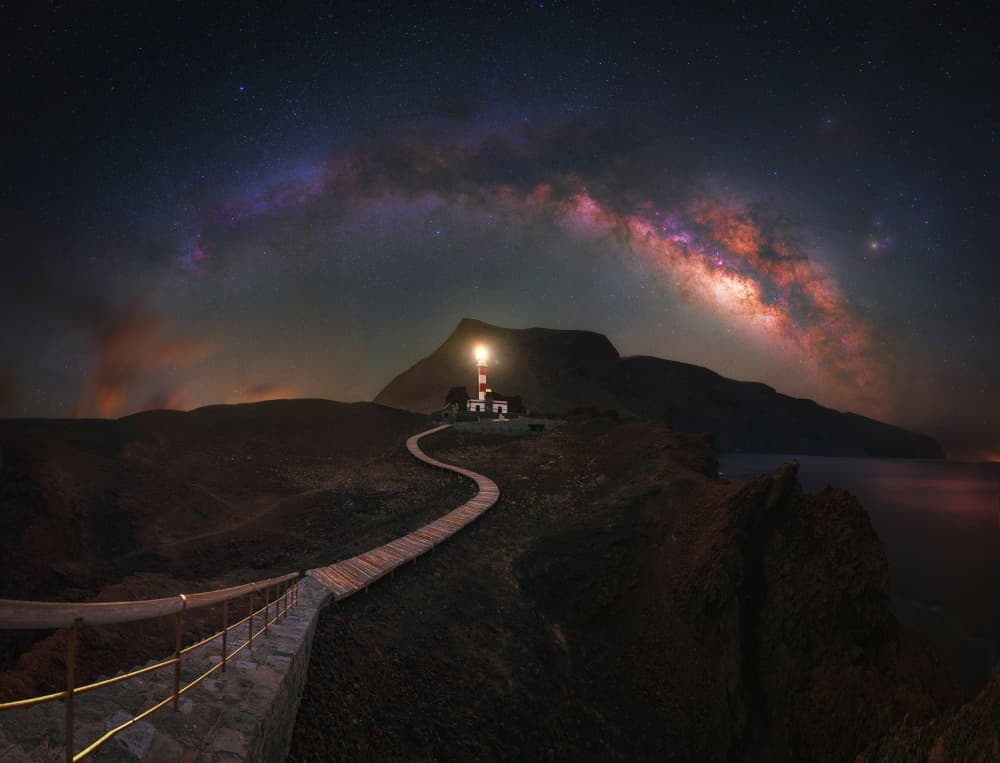 Milky Way Lighthouse Path by Anastasia — canvas wall art