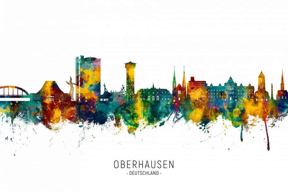 Colorful Oberhausen Skyline by Michael Tompsett — canvas wall art